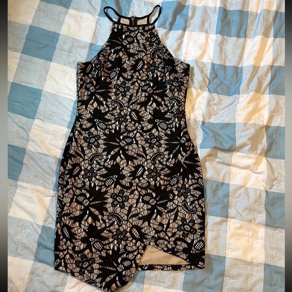 Black lace top dress